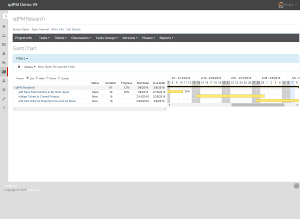 qdPM free web-based open source project management tool 